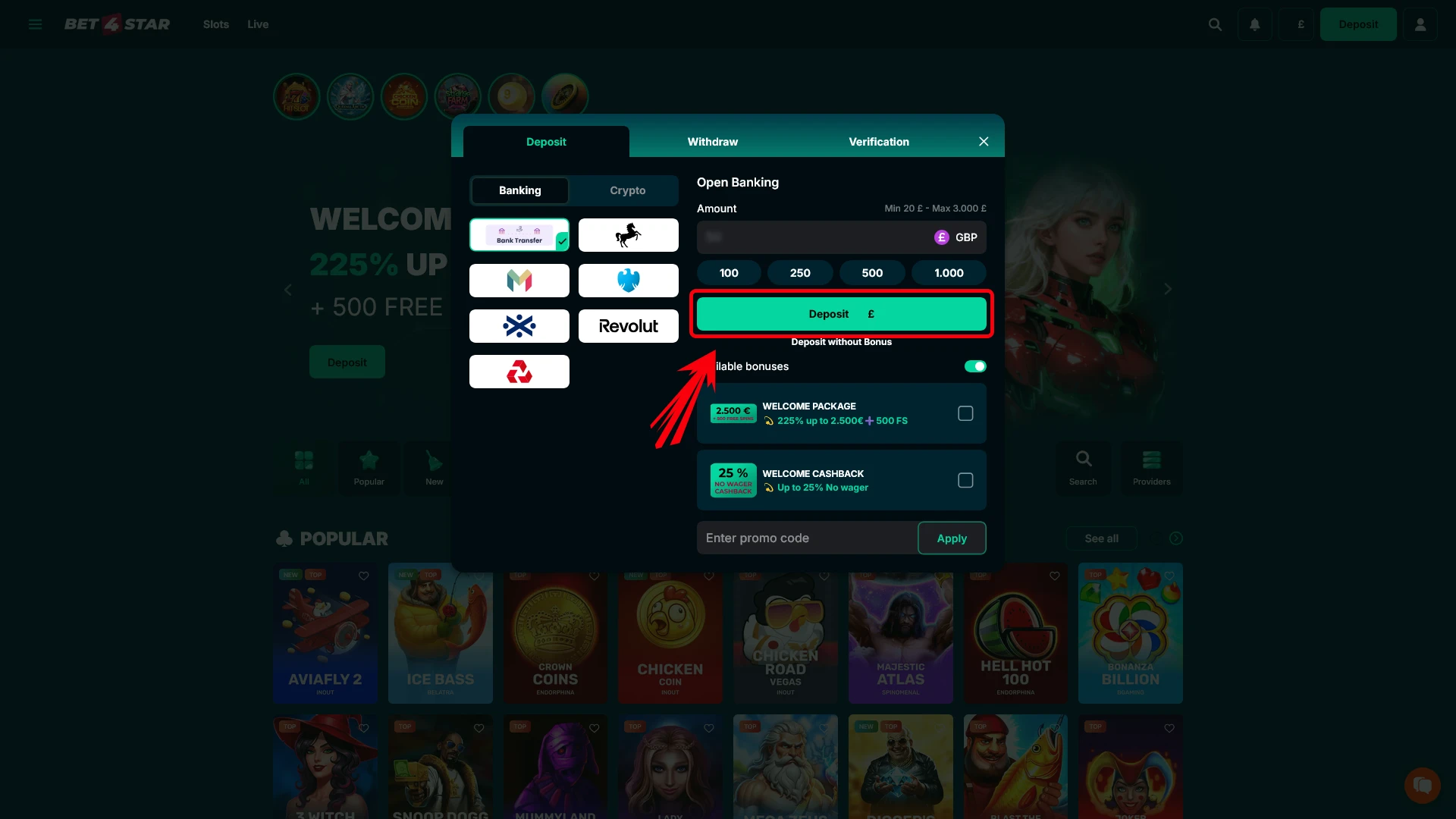 Finish your Bet4Star registration and activate the welcome bonus today.