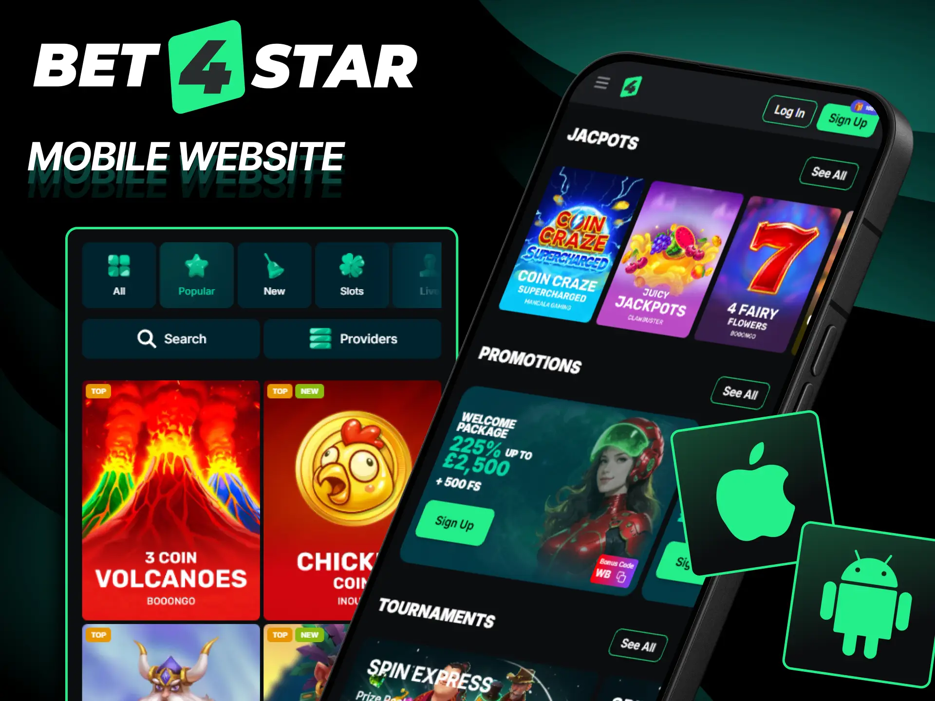 Open the mobile version of Bet4Star via any smartphone internet browser.