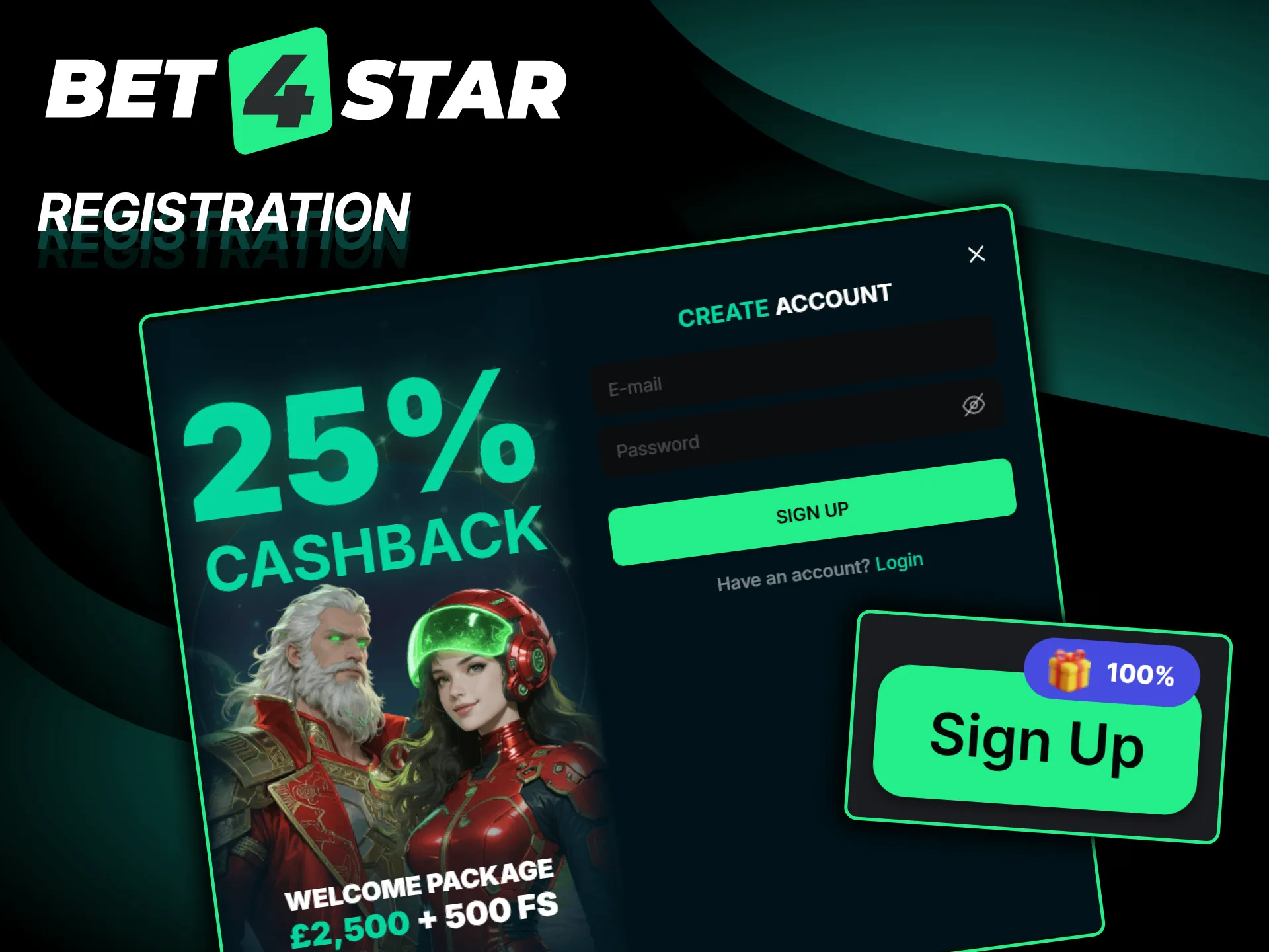 Complete your Bet4Star registration to create a personal online casino profile.