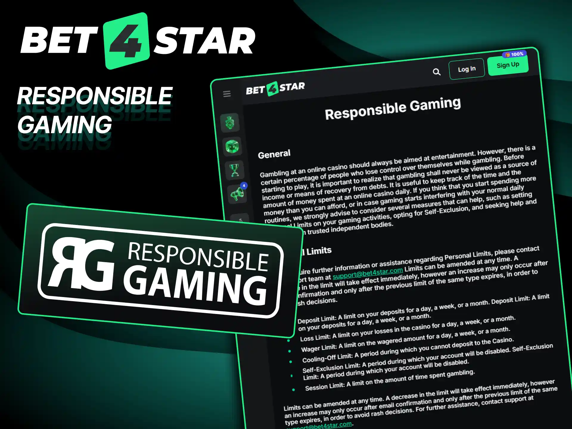 Use Bet4Star responsible gaming tools to control your sessions.