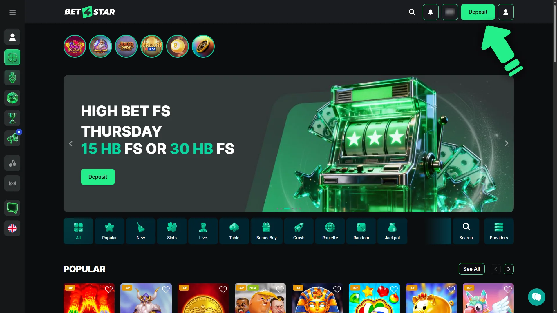 Open the cashier banking section for your convenience when depositing at Bet4Star.