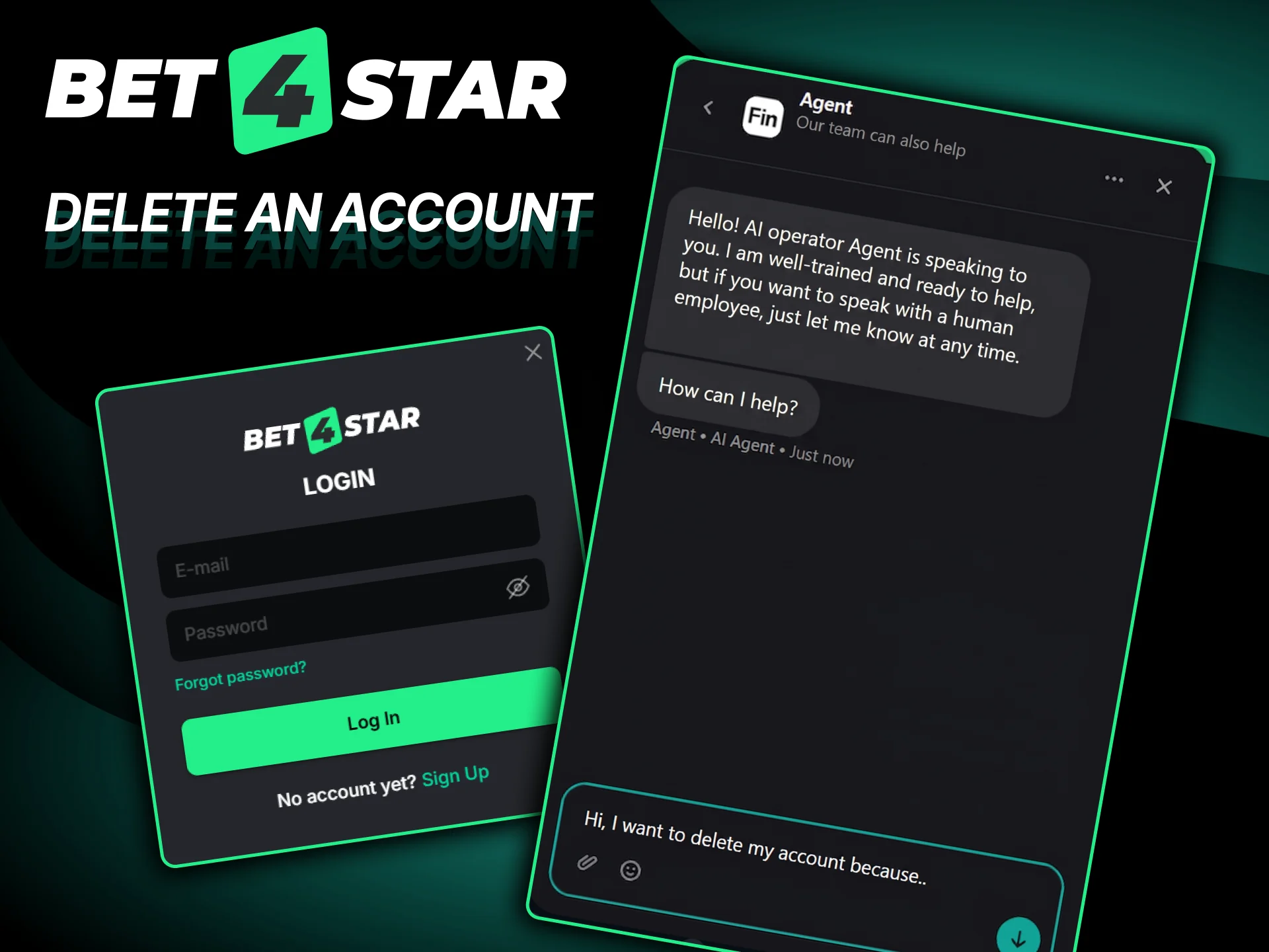Contact customer support to permanently close your Bet4Star registration account.