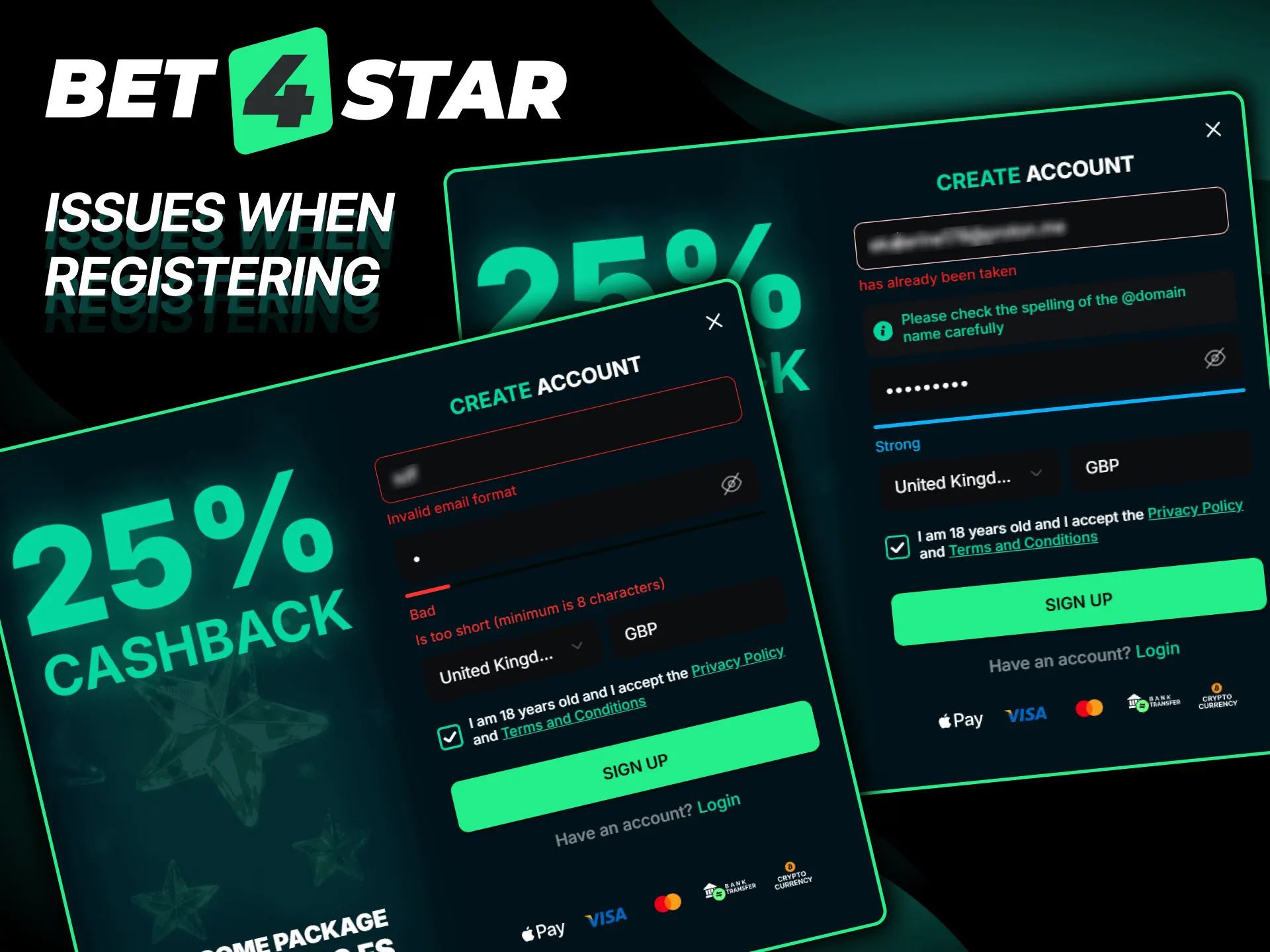 Learn how to solve common Bet4Star registration errors or issues.
